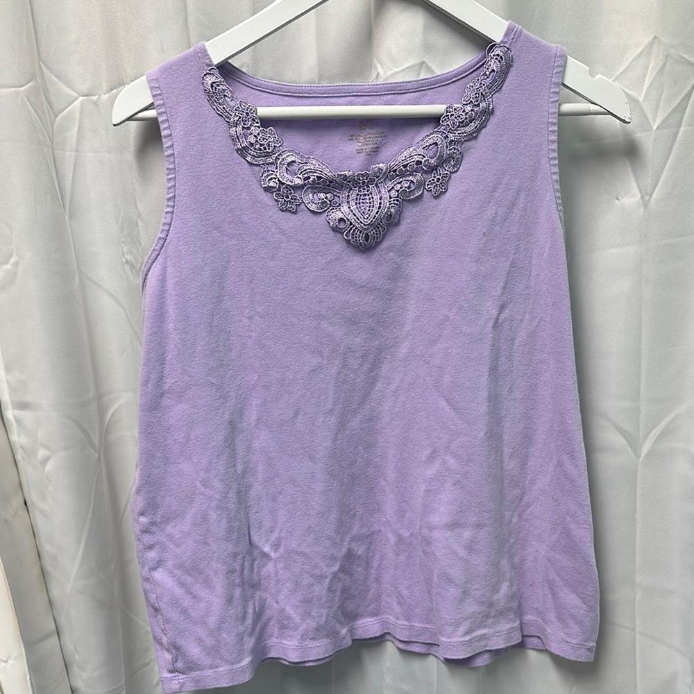 Croft & Barrow Lavender Tank Top with Embroidered Neckline